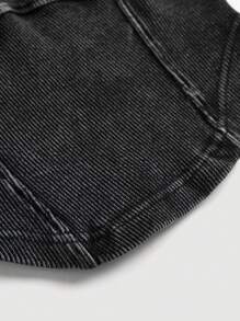 SHEIN Tween Girls Black Denim Elastic Tight Hooded Top