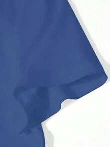 SHEIN LUNE 时尚英文标语正面数码印花休闲舒适百搭女式长袖T恤图案T恤女式春季上衣 - 藍色 - 查看 4