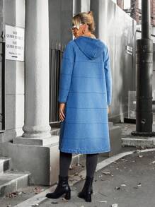 SHEIN Essnce 女士牛仔夹克，休闲时尚，适合日常穿着 - 藍色 - 查看 2