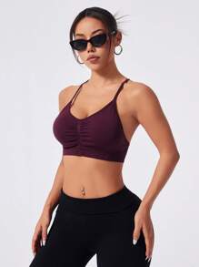Easithlete Removable Strap Convertible Backless Sexy Bra - Burgundy - View 3
