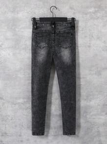 SHEIN Tween Boy Black Ripped Denim Jeans - Black - View 2