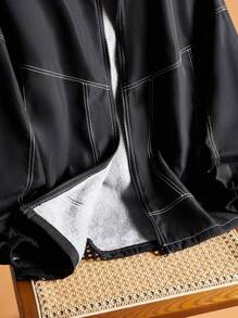 SHEIN Áo khoác hoodie có lớp lót nhiệt màu tương phản thường ngày dành cho bé trai tuổi teen, thích hợp cho mùa thu, đông, ấm áp, thường ngày, hàng ngày, thể thao, tiệc sinh nhật, đi chơi, phối đồ, đơn giản, sang trọng - màu đen - Xem 8