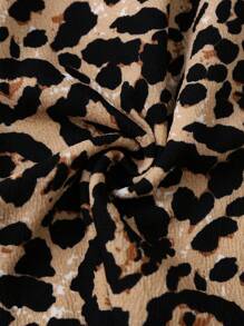 SHEIN LUNE Plus Size Front Zipper Long Sleeve Leopard Print Simple Casual Jacket - Coffee Brown - View 4