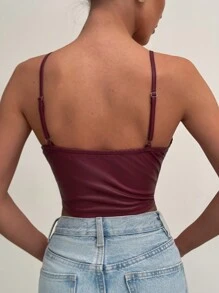 Aloruh Minimalistisches Camisole mit schmalen Trägern für Damen Einfarbig, lässige Alltagskleidung - Bordeaux - Übersicht 2
