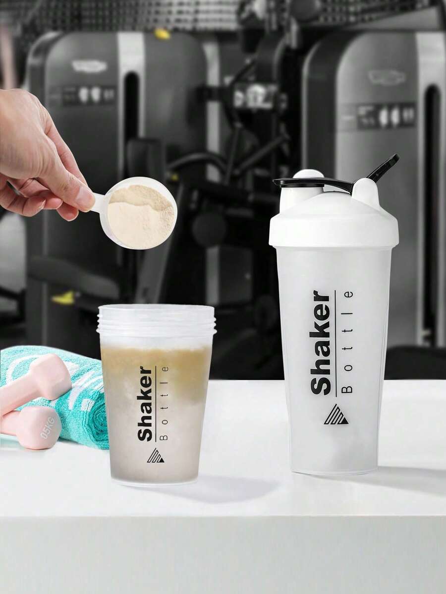 1PC Sport Shaker Bottle For Protein, Water Bottle For Outdoor - White - View 1