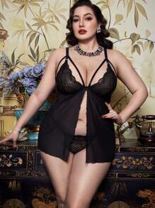PinupGlam Plus Size Lace Front Closure Romantic Sexy Lingerie