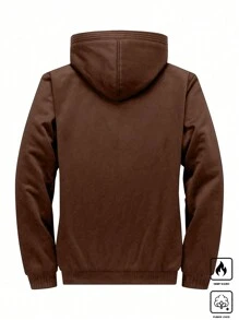 Manfinity Homme Men's Plus Size Front Zipper Long Sleeve Pocket Casual Hooded Jacket