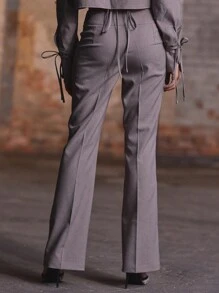 MUSERA Pantalones acampanados con hebilla de talle bajo, elegantes y con estilo chic de verano Y2K