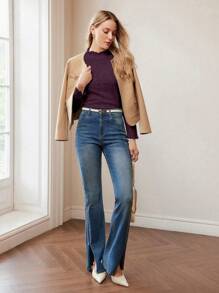 MOTF PREMIUM CAMISETA CON ADORNO DE BORDE TIPO LECHUGA TEXTURIZADO - Morado - Ver 7