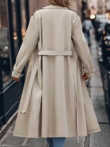 SHEIN LUNE Abrigo largo de trinchera caqui para mujer para el invierno