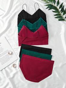 Shein Underwear&Sleepwear Basics Set de 6 piezas de ropa interior informal de unicolor minimalista