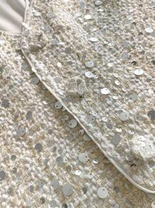 SHEIN LUNE 1 chiếc áo sơ mi vải tuýt không tay đính sequin dành cho nữ - Nhiều màu - Xem 3