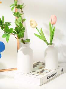 SHEIN 1 件花瓶，陶瓷花瓶餐桌装饰婚礼装饰北欧家居客厅装饰花瓶，现代装饰花瓶适用于乡村家居装饰，现代农舍装饰，家居装饰，花瓶，中心装饰，桌面装饰，派对装饰，圣诞装饰（两种尺寸可选）圣诞节适合节日送礼 - 白色 - 查看 8