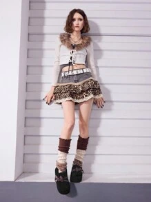 Sugerpunk 黑色乐福鞋一脚蹬软底玛丽珍小皮鞋配蝴蝶结皮带扣朋克哥特毛绒女式厚底平底鞋新年假期 - 黑色 - 查看 2