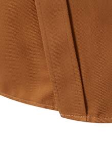 Manfinity Mode Áo sơ mi nam tay dài công sở đơn hàng khuy trơn màu, thời trang mùa thu, dành cho mùa thu - màu nâu - Xem 4