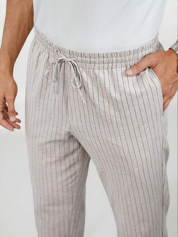 Men Striped Print Blazer & Pants Set Without Tee