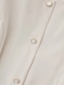 SHEIN Unity 女士圆领纽扣长袖时尚迷人西装外套 - 杏色 - 查看 4