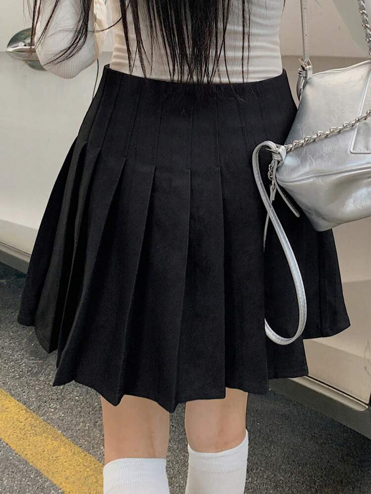 Women Casual Pleated A-Line Skirt, Daily Wear Fall Skirts