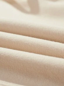 女士聖誕樹和字母印花休閒簡約圓領羊毛衫 - 杏色 - 查看 5