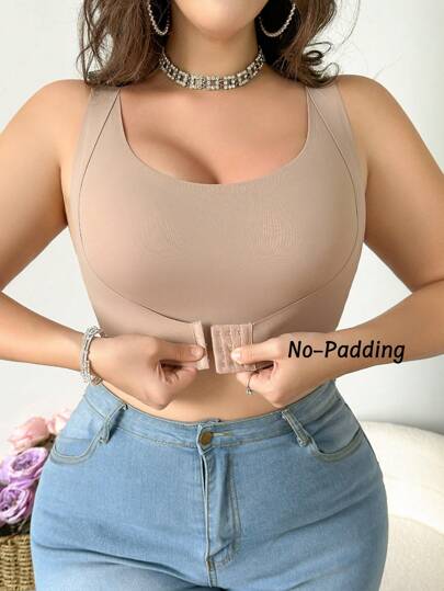 Plus Size Seamless Adjustable Front-Closure Bra Camisole