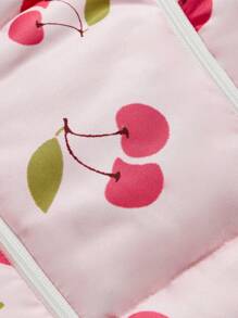 Cozy Pixies 1 chiếc túi ngủ trùm đầu dài tay in họa tiết quả anh đào ấm áp cho trẻ sơ sinh khi đi chơi, mùa thu - Hồng - Xem 7