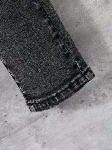 SHEIN Tween Boy Black Ripped Denim Jeans - Black - View 4