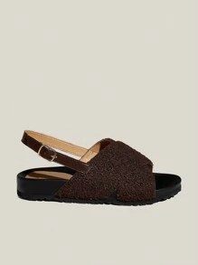 Solecia Damskie modne sandały z odkrytymi palcami i krzyżującymi się palcami, wygodne na wiosnę/lato, na święta Bożego Narodzenia i Nowy Rok, jesień i zimę