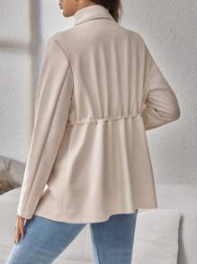 SHEIN Maternity Casual Solid Color Drawstring Waist Jacket For Autumn
