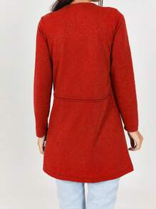 RueChic Flap Detail Open Front Coat - Red - View 4