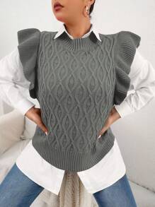 Celure Plus Size Sleeveless Solid Color Pullover Knitted Top