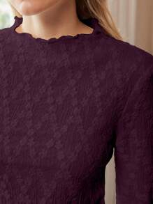 MOTF PREMIUM CAMISETA CON ADORNO DE BORDE TIPO LECHUGA TEXTURIZADO - Morado - Ver 3