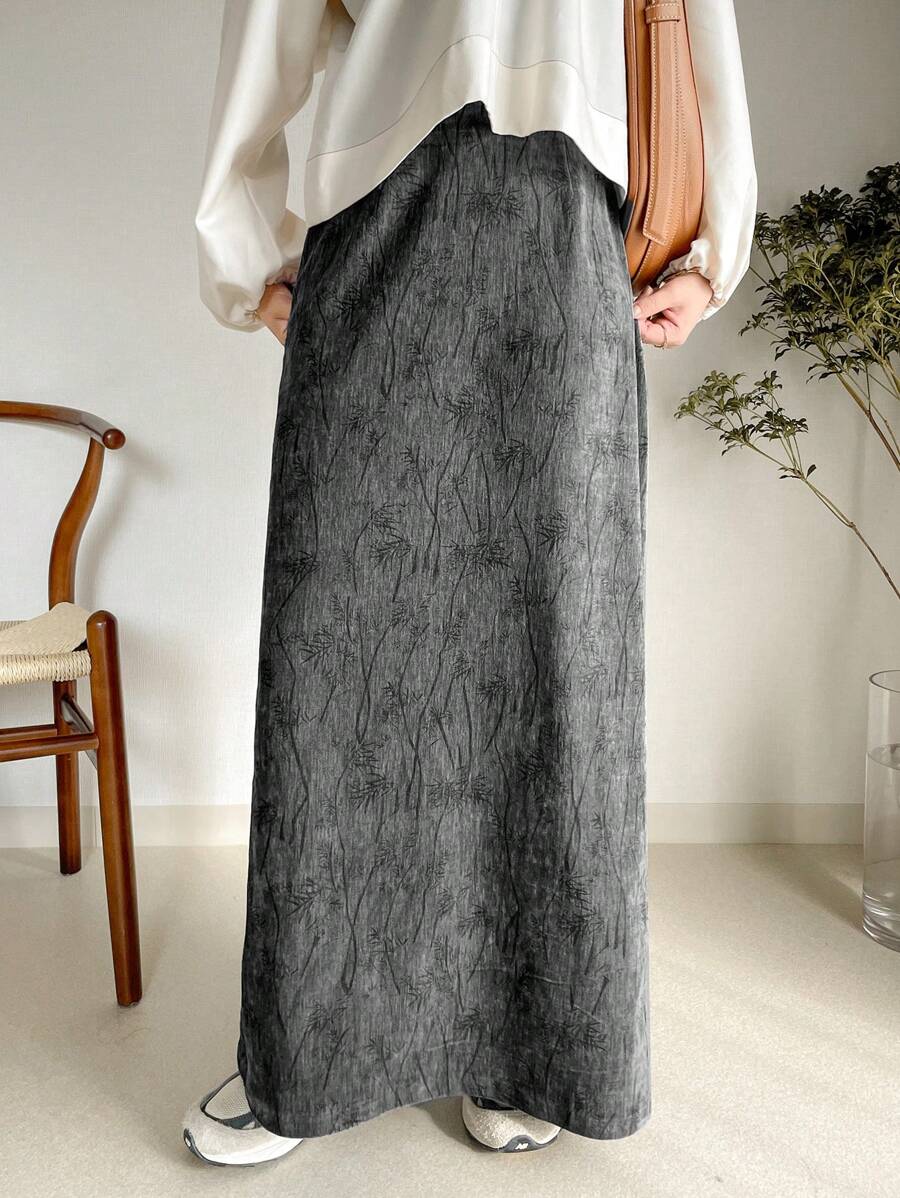 FRIFUL Women's Simple Textured Straight Skirt, Casual Everyday Wear