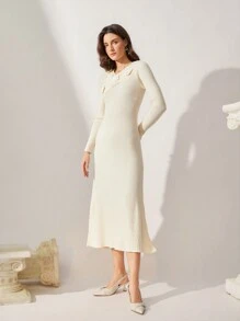 CUCCOO CHICEST 女士尖头低跟水钻扣高跟鞋，适合圣诞节和新年假期氛围秋冬季 - 杏色 - 查看 6