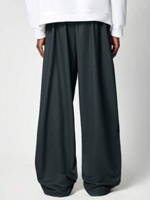 ROMWE MEN Street Life Men's Casual Colorblock Star Print Zipper Design Drawstring Waist Baggy Sweatpants - Black - View 6