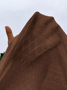 SHEIN Frenchy Eyelet Embroidery Ruffle Trim Round Neck Lace Trimmed Tee Summer Brown - Coffee Brown - View 8