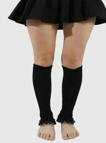 ROMWE Kawaii 1 Cặp quần tất len đan ren đen phong cách Gothic dành cho nữ, phù hợp cho mọi mùa, Halloween - màu đen - Xem 5