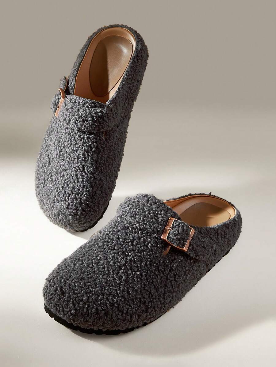 Solecia Women's Casual Buckle Design Fashion Flat Shoes For Daily Commuting For Christmas And New Year Holiday Vibe Fall And Winter Valentines - Dark Grey - View 1