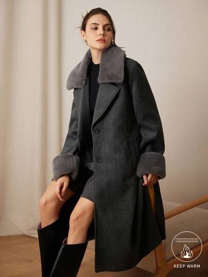 Aveloria Modichic 优雅复古拼布领收腰宽松长袖女式外套