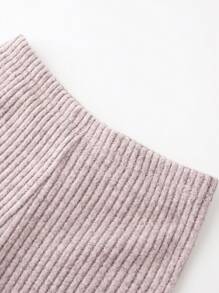 2pcs Young Girl Ribbed Fuzzy Thermal Leggings In Red & Pink, Casual & Warm - Multicolor - View 4
