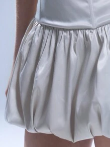 MUSERA Satin Bandeau Puffball Mini Dress Sexy Elegant Spring Summer Going Out Winter - Pink - View 6