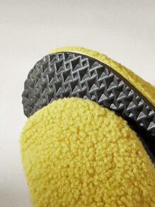 Solecia Women's Round Toe Fuzzy Slip-On Flat Mules Spring Shoes Spring Break Easter For Christmas - Yellow - View 5