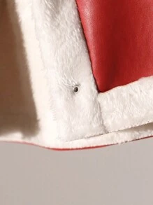 SHEIN Baby Girl Casual Color Block Splicing Fleece Jacket, Autumn/Winter - Red - View 5