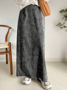 FRIFUL Women's Simple Textured Straight Skirt, Casual Everyday Wear