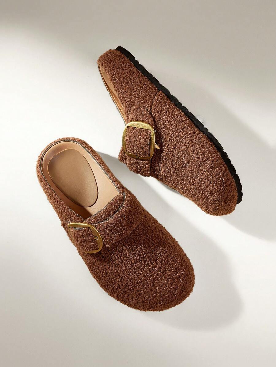 Solecia 女士纯色圆头休闲百搭时尚平底鞋，适合圣诞节和新年假期氛围秋冬季 - 卡其色 - 查看 1