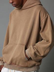 SUMWON Cozy Oversized Premium Fleece Pullover Hoodie With Kangaroo Pocket Winter Sweatshirt Loungewear Athletic Workout Casual Streetwear - Brown - View 3
