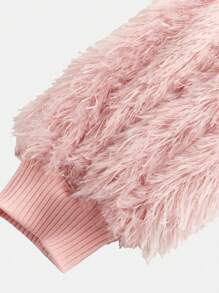 SHEIN Tween Girls' Nova Store Knit Crew Neck Fluffy Long Sleeve Dress - Pink - View 5