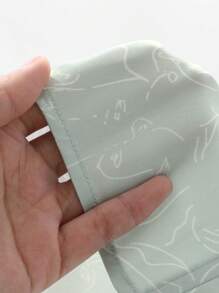 DAZY Graphic Print Robe With V-Neck And Tie Belt Pajama - Green - View 7