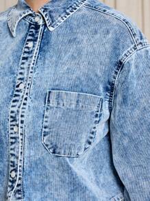 AiiRZ Crop Boxy Denim Shirt - Blue - View 3