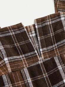 Tween Girl Casual Simple Comfortable Cinched Waist Split Design A-Line Mid-Length Dress - Khaki - View 4