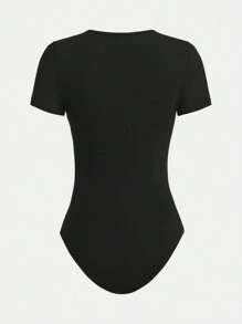 SHEIN Girlism 少女纯色蜘蛛印花圆领紧身休闲连体裤